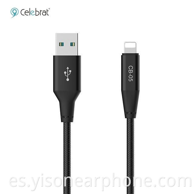 Cable de carga rápida CB-05 Cable de transferencia de datos USB Cable de cargador USB Cable trenzado USB para teléfono móvil